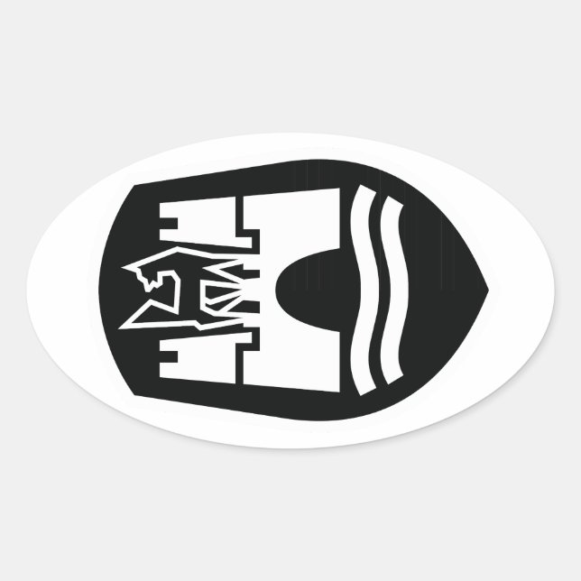 Wolfsburg Coat of Arms (black white) Oval Sticker (Front)