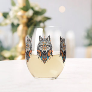 wolf'sYellowstone National Park Wolf Mountains Stemless Wine Glass
