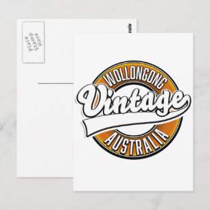 Wollongong australia vintage style logo. postcard