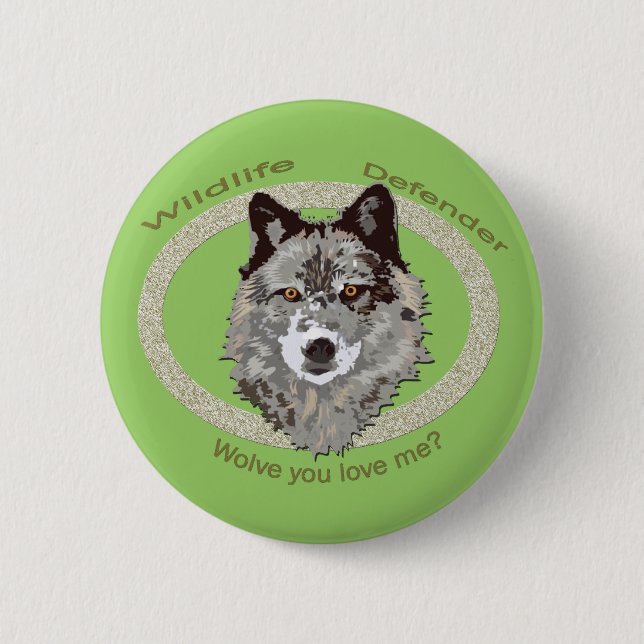 wolve you love me? 6 cm round badge (Front)