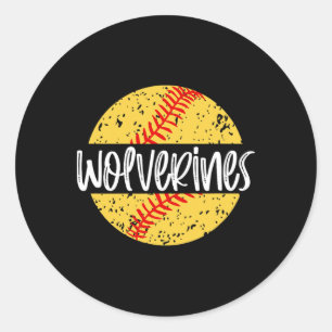 Wolverines Softll Team Mascot School Spirit Game D Classic Round Sticker