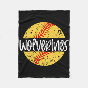 Wolverines Softll Team Mascot School Spirit Game D Fleece Blanket