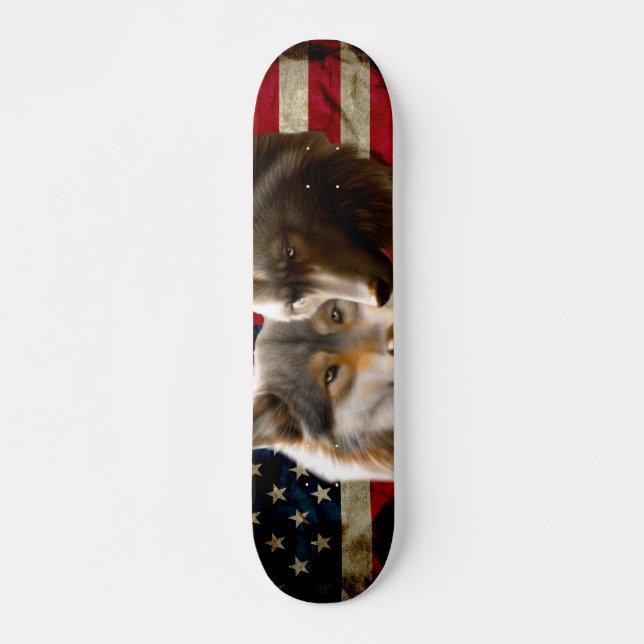 Wolves  American Flag Skateboard (Front)