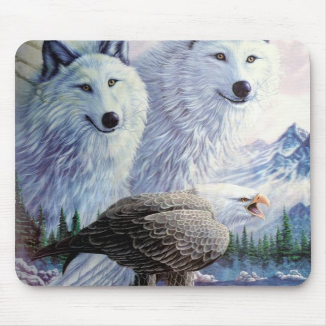 Wolves and Eagle Mouse Pad (Front)