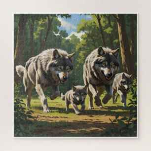 Wolves and Pups - Animal Puzzle
