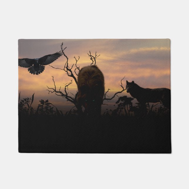 Wolves and Raven Doormat (Front)