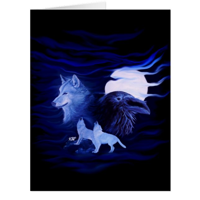 Wolves and Raven with full moon (Front)