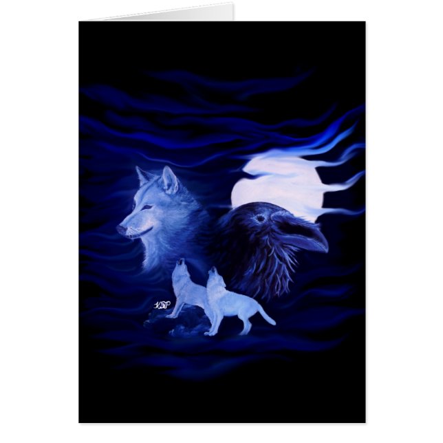 Wolves and Raven with full moon (Front)