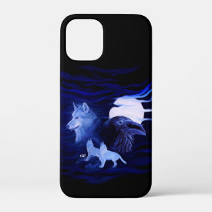 Wolves and Raven with full moon iPhone 12 Mini Case