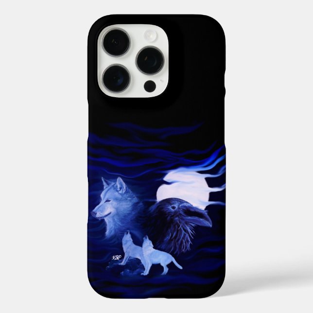 Wolves and Raven with full moon Case-Mate iPhone Case (Back)