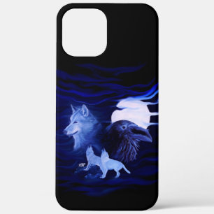 Wolves and Raven with full moon iPhone 12 Pro Max Case