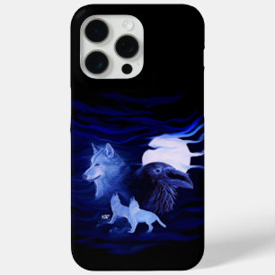 Wolves and Raven with full moon iPhone 15 Pro Max Case