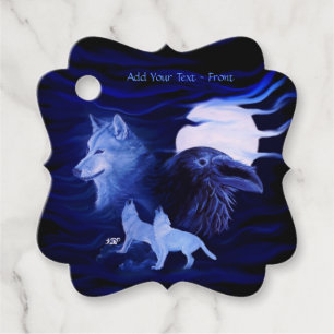 Wolves and Raven with full moon Favour Tags
