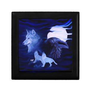 Wolves and Raven with full moon Gift Box