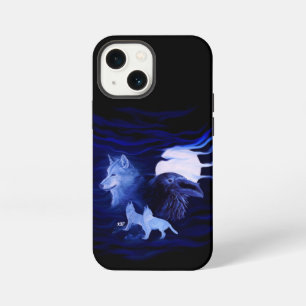 Wolves and Raven with full moon iPhone 13 Mini Case