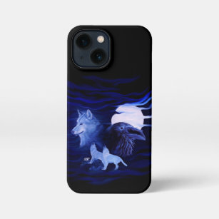Wolves and Raven with full moon iPhone 13 Mini Case