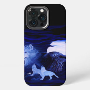 Wolves and Raven with full moon iPhone 13 Pro Case