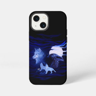Wolves and Raven with full moon iPhone 13 Mini Case