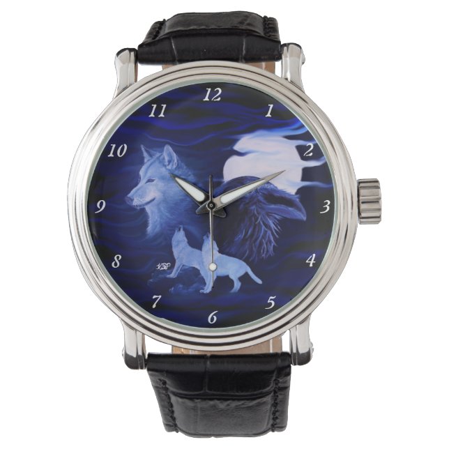Wolves and Raven with full moon Watch (Front)