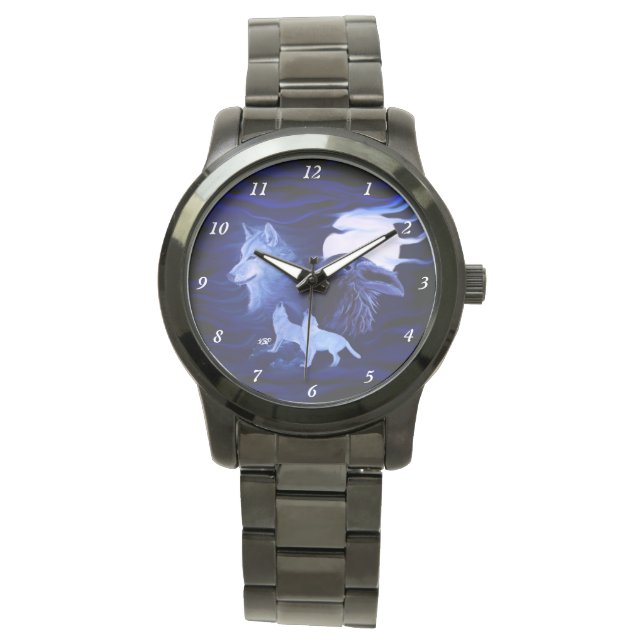 Wolves and Raven with full moon Watch (Front)
