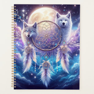 Wolves and The Moon with a Dreamcatcher Planner