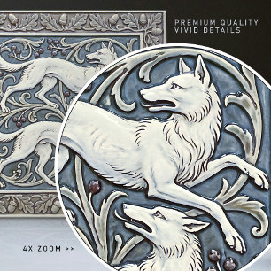Wolves Arts & Crafts Wall Decor Art Nouveau Crane Ceramic Tile