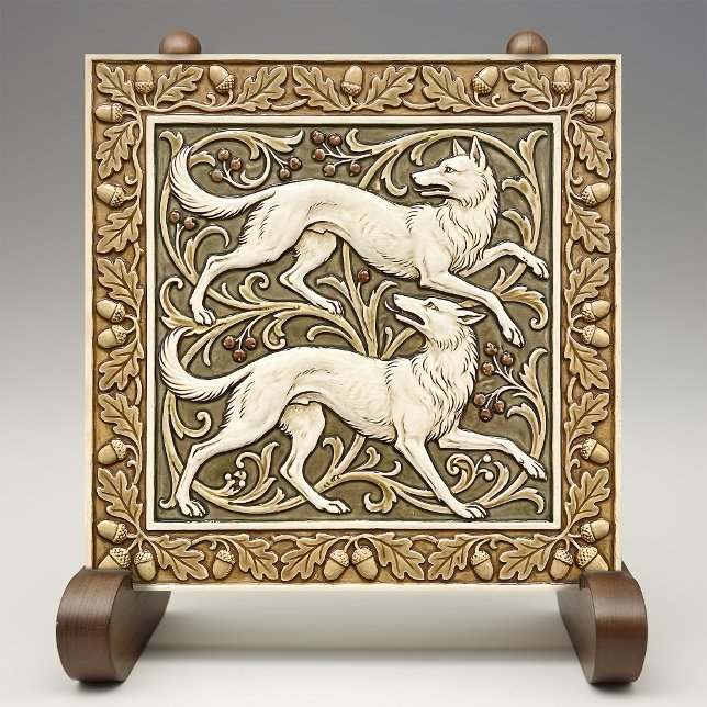 Wolves Arts & Crafts Wall Decor Art Nouveau Crane Ceramic Tile (Creator Uploaded)