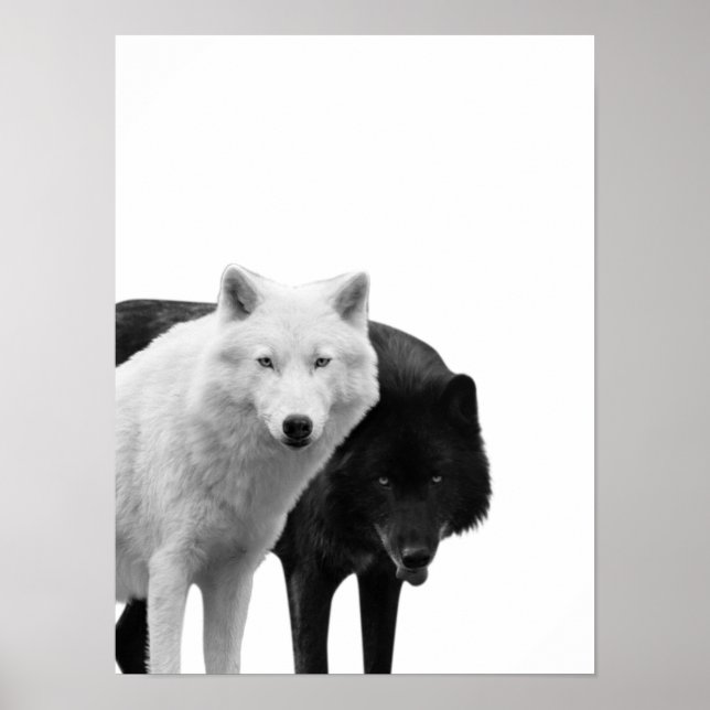 Wolves Black White  Cabin Rustic Photo Poster (Front)
