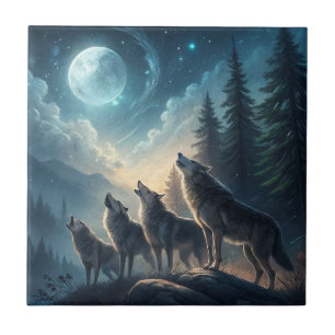 wolves ceramic tile