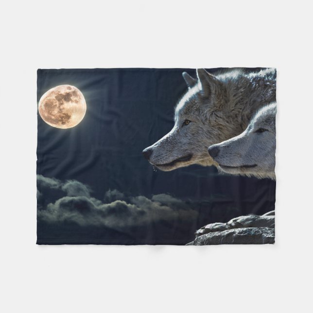 Wolves Fleece Blanket (Front (Horizontal))