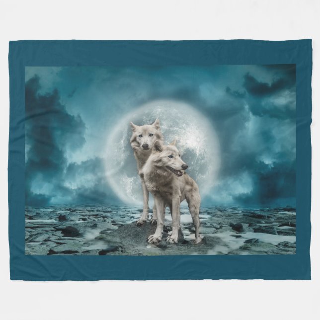 Wolves Fleece Blanket (Front (Horizontal))