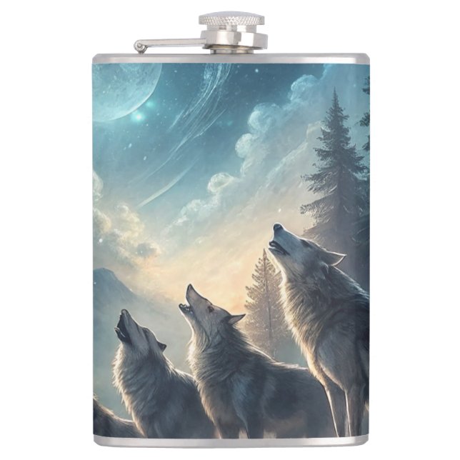 Wolves Hip Flask (Front)