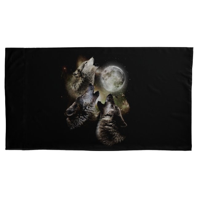 Wolves Howling Full Moon King Size Pillowcase (Front)