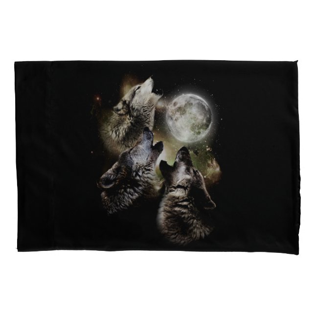 Wolves Howling Full Moon Pillowcase (Front)