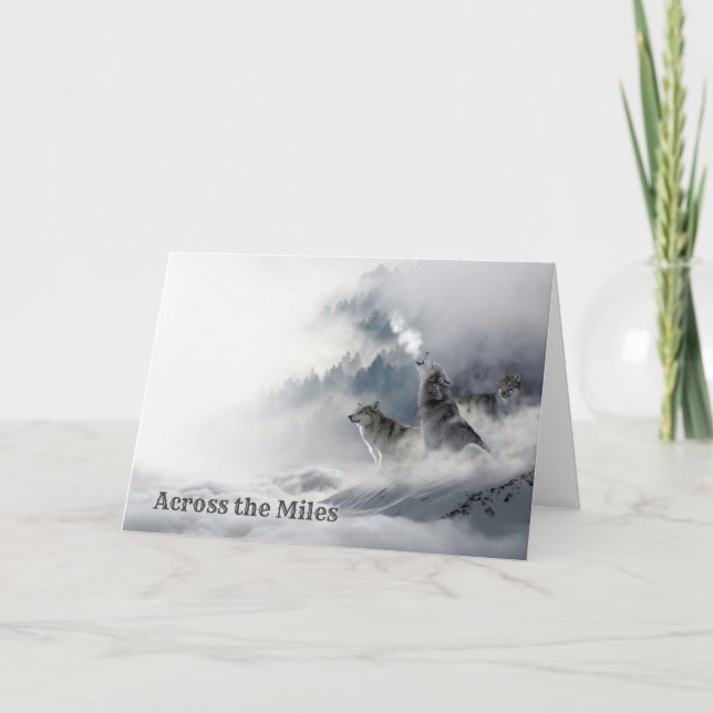 Wolves Howling in Winter Greeting Card (Front)