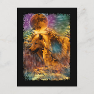 Wolves Howling to the Moon Nature Wolf Postcard