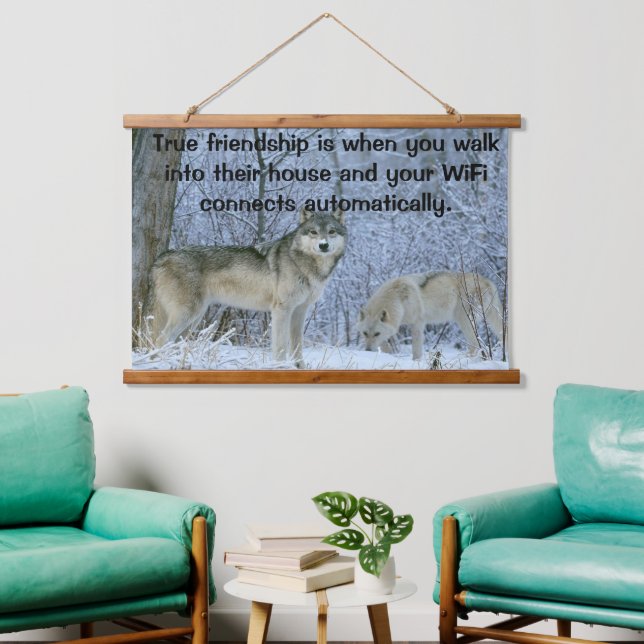 wolves in a field covered in snow hanging tapestry (Living Room)