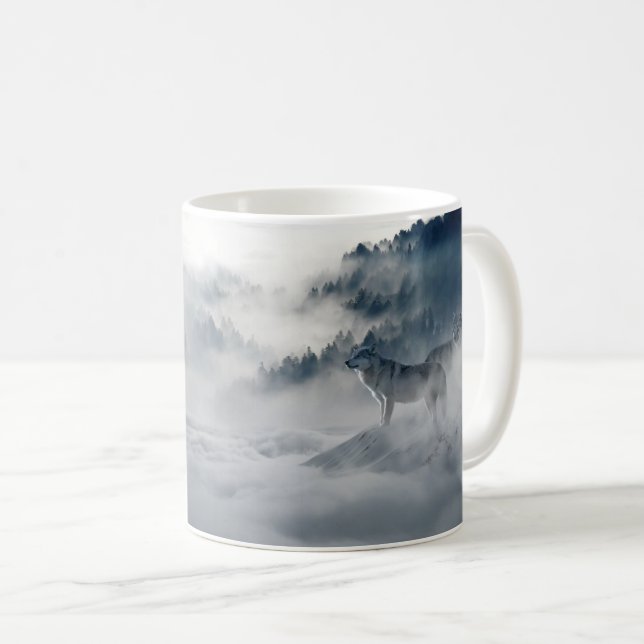 Wolves in a Winter Landscape Coffee Mug (Front Right)