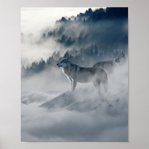 Wolves in a Winter Landscape Poster