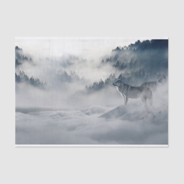 Wolves in a Winter Landscape Tissue Paper (Front)
