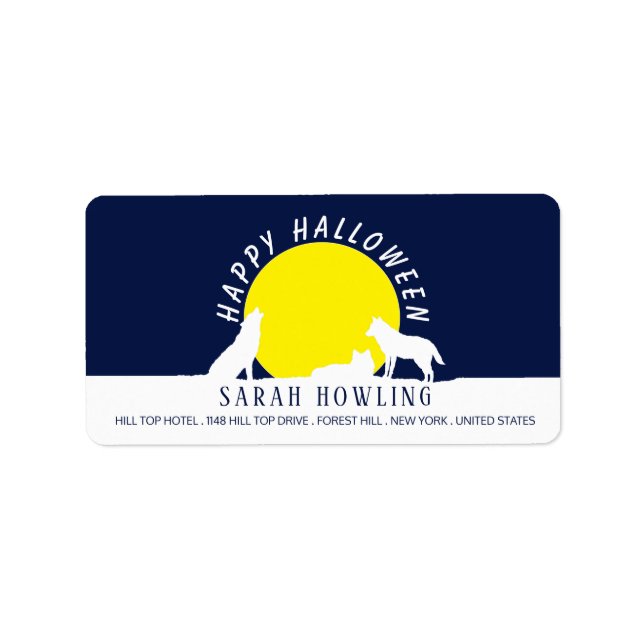 Wolves in Moonlight, Happy Halloween Label (Front)