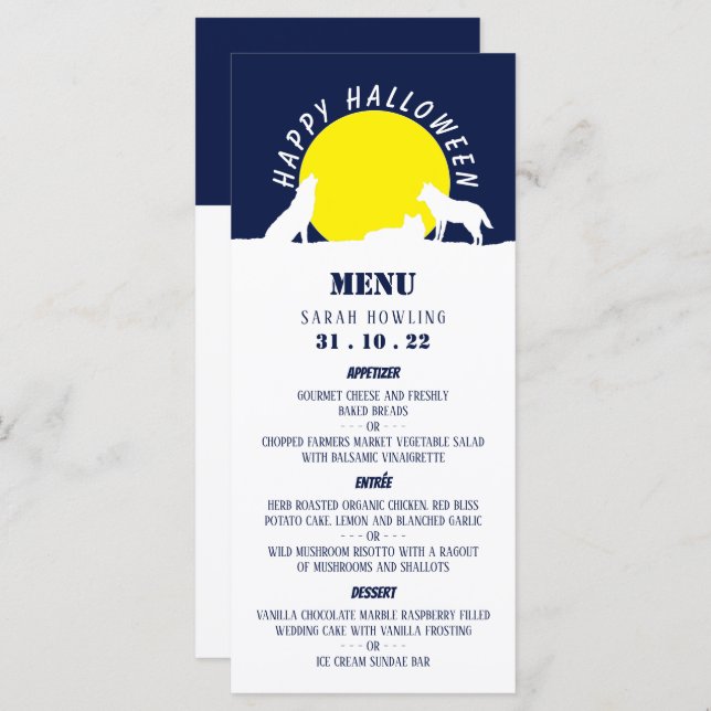 Wolves in Moonlight, Happy Halloween Menu (Front/Back)