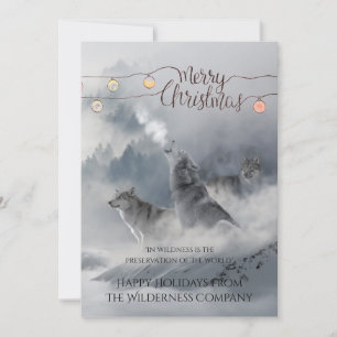 Wolves In Snow Christmas Holiday Business Greeting
