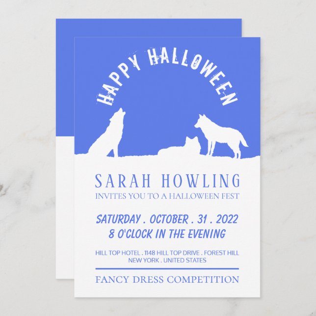 Wolves in Snow, Halloween Party Invitation (Front/Back)