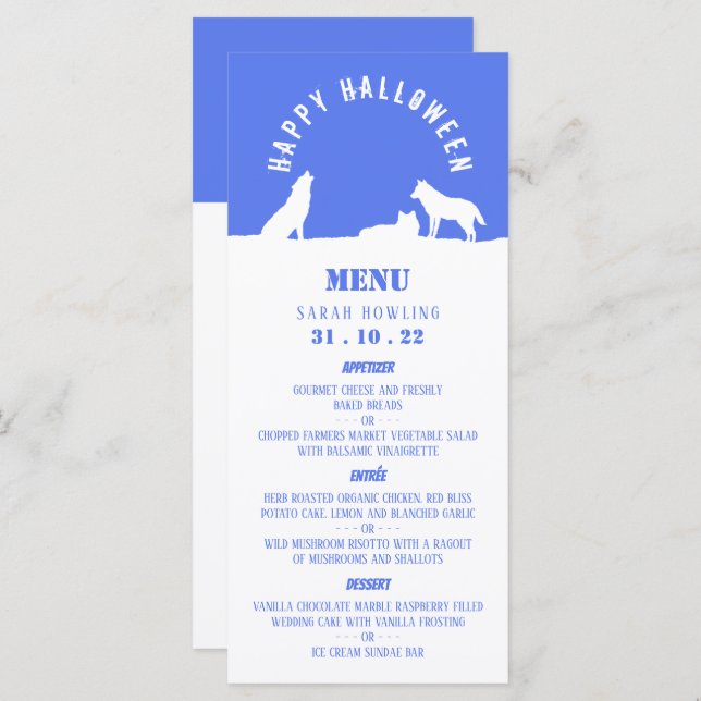 Wolves in Snow, Happy Halloween Menu (Front/Back)