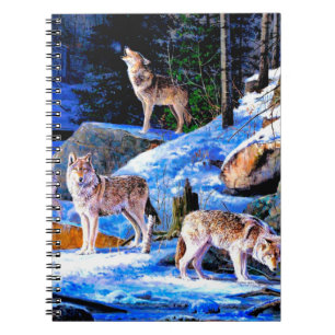Wolves in snow painting notebook