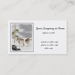 Wolves in Snow Painting - Original Wildlife Art Business Card