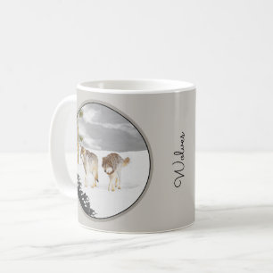 Wolves in Snow Painting - Original Wildlife Art Coffee Mug