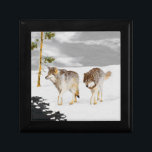 Wolves in Snow Painting - Original Wildlife Art Gift Box<br><div class="desc">Wolves in Snow portrait,  original painting.   We specialise in cute and funny original art. Buy this for yourself or as a great gift for your Wolf loving friends. Be creative - click on CUSTOMIZE to add/remove/change text,  resize the picture,  change colours or anything else the customisation tool will allow!</div>