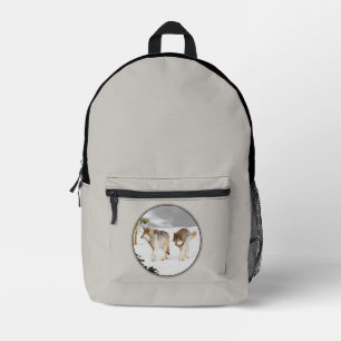 Wolves in Snow Painting - Original Wildlife Art Printed Backpack